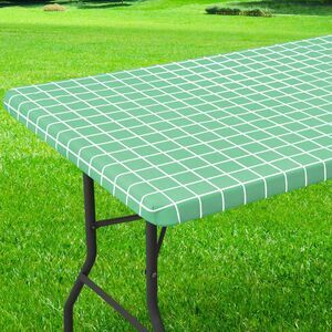 Rectangle Vinyl Table Cloth 30x60 Fitted Tablecloth with Flannel Backing Green